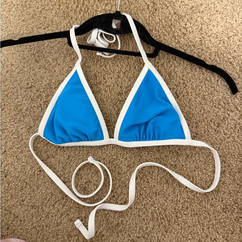 Blue and White Triangle Bikini Top set